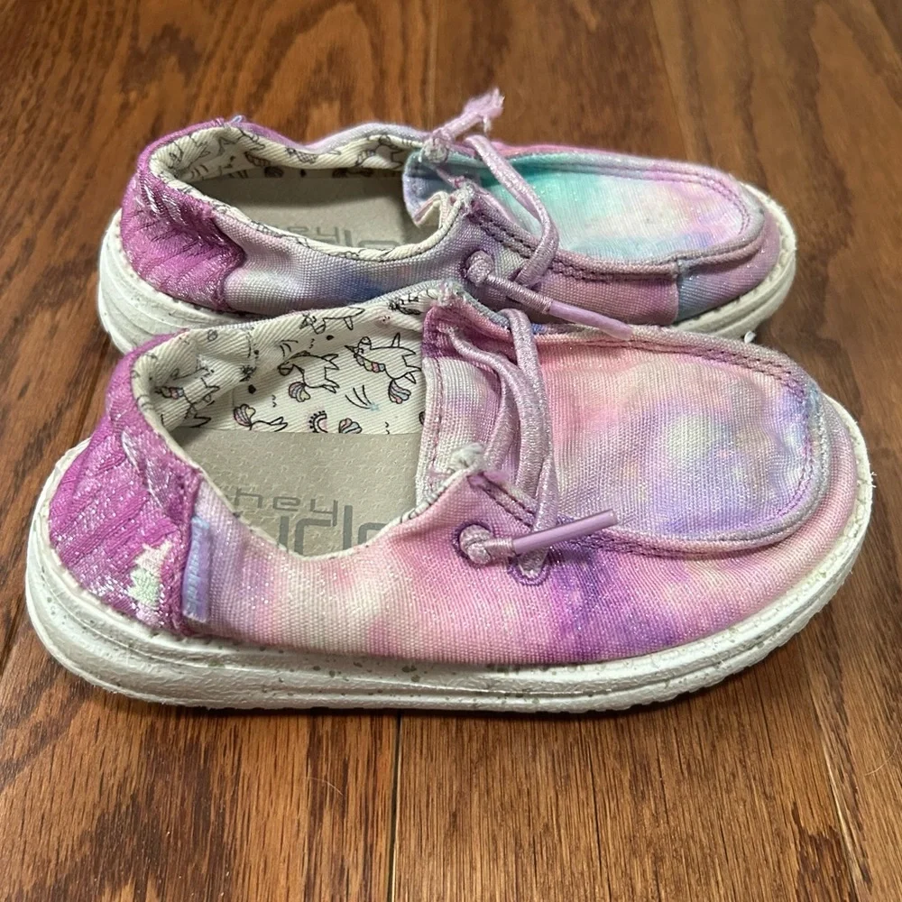 Hey Dude Toddler Wendy Sparkle Unicorn Dreamer Tie-Dye Slip-On Shoes size 8